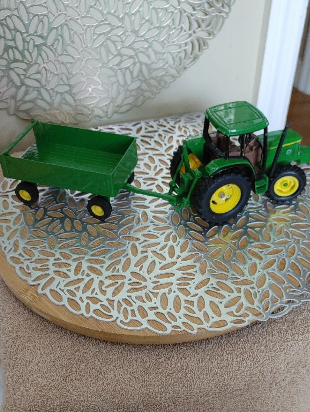 Green Tractor and Trailer Toy Set – Durable Farm Equipment With Low Low Miles.